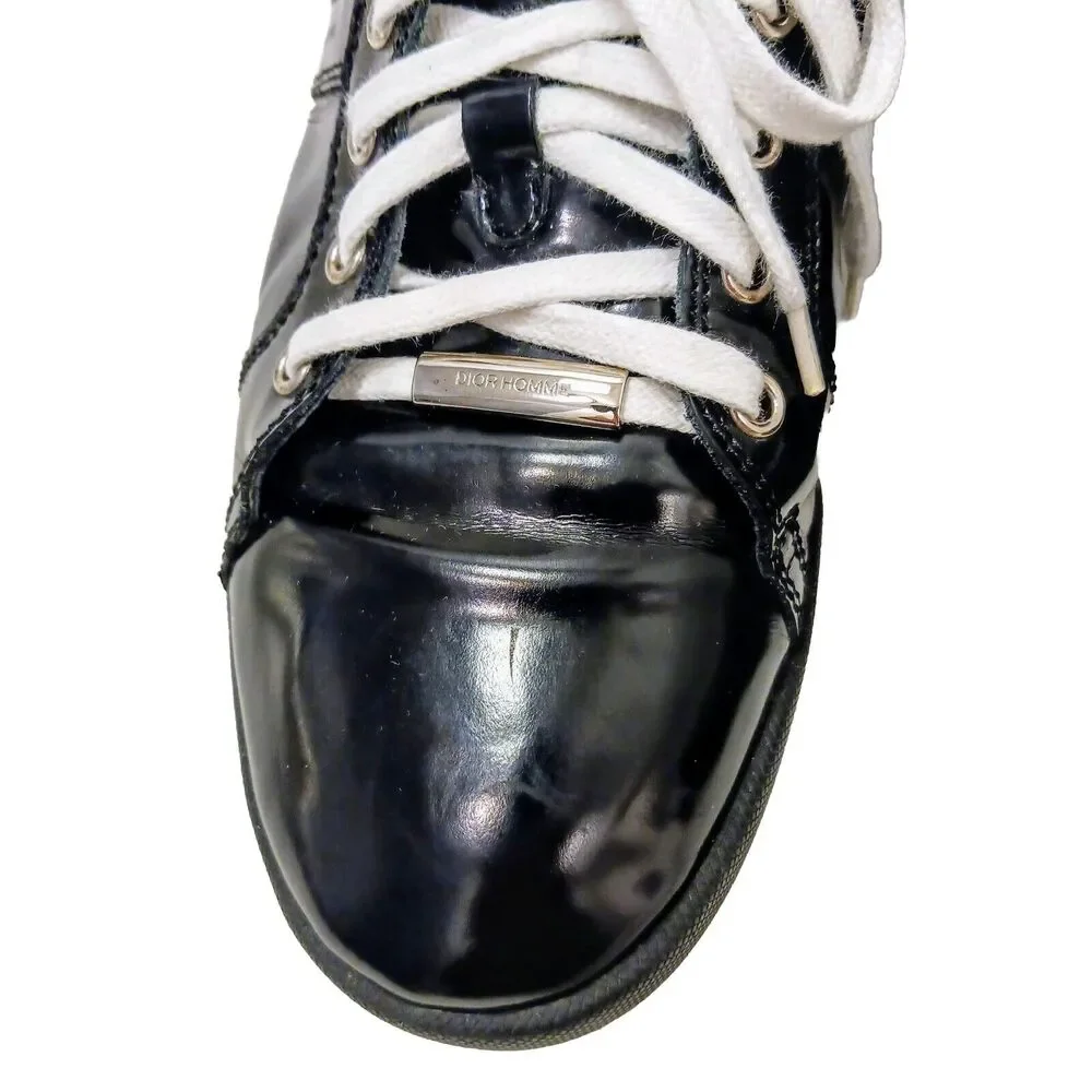 Christian‎ Dior Homme Patent Leather Trainers Men Sz 9 BLACK Red White Luxury